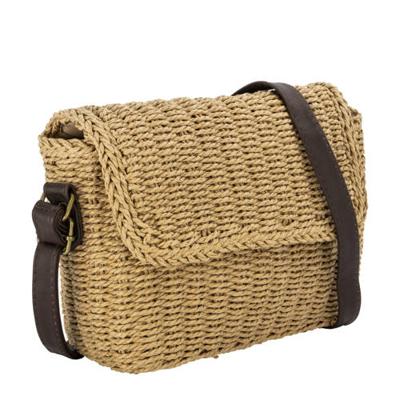 Graceland rieten crossbody tas naturel/donkerbruin Graceland rieten crossbody tas naturel/donkerbruin
