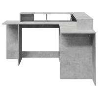 Bureau met LED-verlichting 152x152x91 cm hout betongrijs - thumbnail