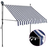 Luifel handmatig uitschuifbaar met LED 100 cm blauw en wit - thumbnail