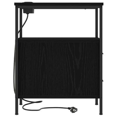 Nachtkastje met lade Zwart eiken 30 x 48 x 61 cm Bewerkt hout