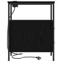 Nachtkastje met lade Zwart eiken 30 x 48 x 61 cm Bewerkt hout - thumbnail