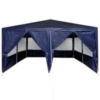partytent met 8 zijwanden blauw 4x4 m PE - thumbnail