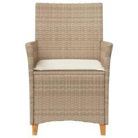 Tuinstoelen 2 st met kussens poly rattan en massief hout beige - thumbnail