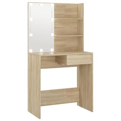 Kaptafel met LED-verlichting 74,5x40x141 cm sonoma eikenkleurig