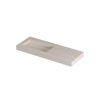INK Pitch Wastafel keramische slab links met drain en front en side skirts zonder kraangat 120x45x9 Travertin mat - thumbnail