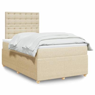 Boxspring met matras stof crèmekleurig 80x200 cm - thumbnail