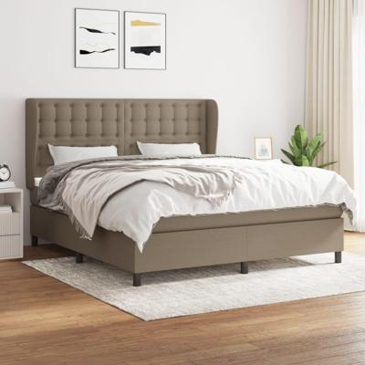 Boxspring met matras stof taupe 180x200 cm