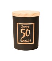 Paperdreams Geurkaars klein roze/zwart - 50 jaar - thumbnail
