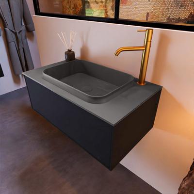 Badkamermeubelset Mondiaz Erin 80 cm met 1 Lade met RIDGE Wastafel Midden Dark grey met 1 kraangat Greeploos Mat Urban Badkamermeubelset Mondiaz Erin 80 cm met 1 Lade met RIDGE Wastafel Midden Dark grey met 1 kraangat Greeploos Mat Urban