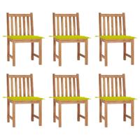 Tuinstoelen 6 st met kussens massief teakhout - thumbnail