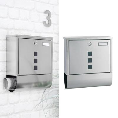 HI brievenbus met krantenhouder 30,5x9,6x33,5 cm roestvrij staal