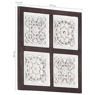 VidaXL Wandpaneel handgesneden 40x40x1,5 cm mdf bruin en wit