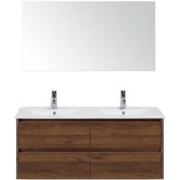 Dante Badmeubelset 120 cm - Walnoot - Keramische Wastafel Wit Enjoy met Spiegel - thumbnail