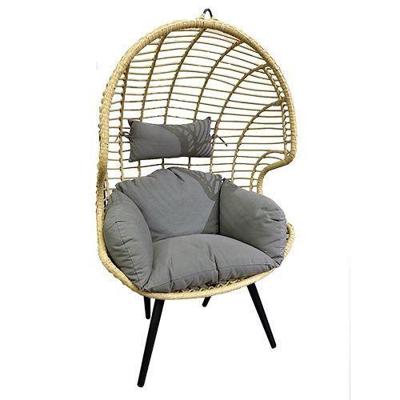 Hangstoel Ovaal Bungy Naturel met Grijze kussens op poten OWN - Own Hangstoel Ovaal Bungy Naturel met Grijze kussens op poten OWN - Own