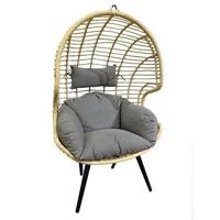 Hangstoel Ovaal Bungy Naturel met Grijze kussens op poten OWN - Own - thumbnail