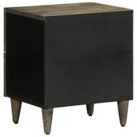 Nachtkastje 40x33x46 cm massief mangohout lichtgrijs - thumbnail