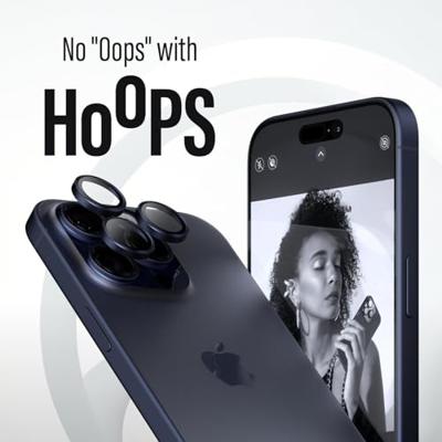 PanzerGlass™ Hoops camera lensbeschermer voor Apple iPhone 15 Pro | Pro Max - bescherming met stijl, schokbestendig glas, blauw