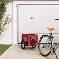 Hondenfietstrailer oxford stof en ijzer rood en zwart - thumbnail