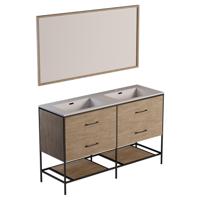 Badmeubelkast Differnz Industrial 140 met Wastafel en Spiegel licht Bruin Differnz - thumbnail