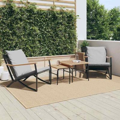 Tuinstoelen 2 st met kussens staal zwart