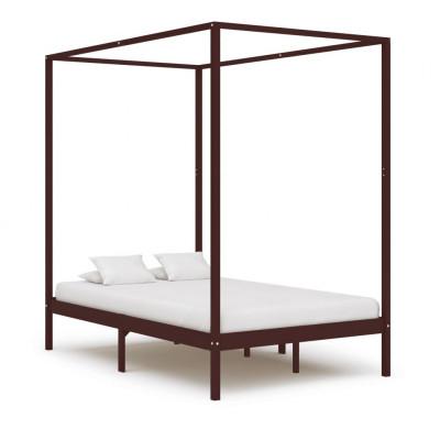 vidaXL Hemelbedframe massief grenenhout donkerbruin 140x200 cm