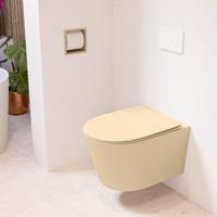 MONDIAZ LAVIE hangend toilet single fire rimless diepspoel Sand, Toiletzitting met quick-release & softclose Sand - thumbnail