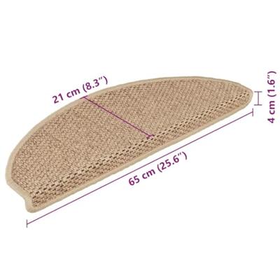 Trapmatten zelfklevend 15 st sisal-look 65x21x4 cm zandkleurig