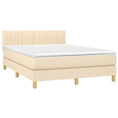 Boxspring met matras stof crèmekleurig 140x190 cm