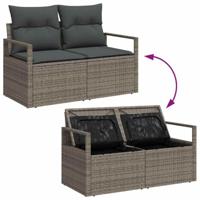 Tuinbankenset met opslag 9 pcs Grijs poly rattan - thumbnail