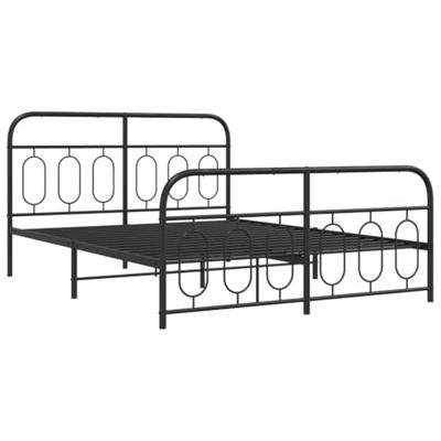 Bedframe met hoofd- en voeteneinde metaal zwart 150x200 cm - thumbnail