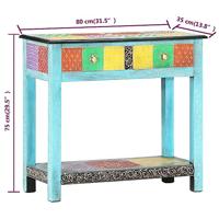 Wandtafel handgeschilderd 80x35x75 cm massief mangohout - thumbnail