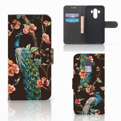 Huawei Mate 10 Pro Telefoonhoesje met Pasjes Pauw met Bloemen Huawei Mate 10 Pro Telefoonhoesje met Pasjes Pauw met Bloemen
