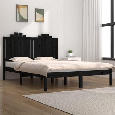 Bedframe massief grenenhout zwart 140x190 cm