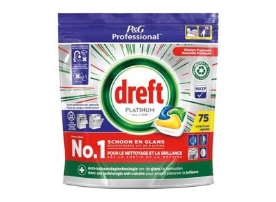 Dreft Platinum Lemon vaatwastabletten, pak van 75 capsules
