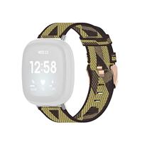Fitbit Versa 3 & Sense 1 - Canvas nylon bandje - Geel - thumbnail