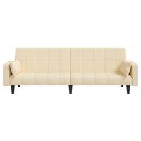 Slaapbank 2-zits met 2 kussens stof crmekleurig - thumbnail