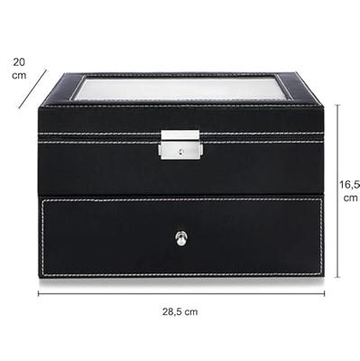 Aretica Horlogebox Luxe met 6 horloge compartimenten zwart Aretica Horlogebox Luxe met 6 horloge compartimenten zwart