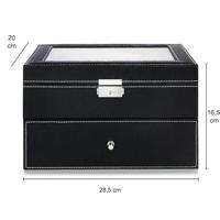 Aretica Horlogebox Luxe met 6 horloge compartimenten zwart - thumbnail