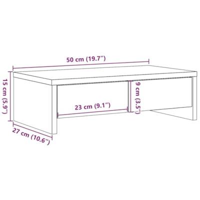 Monitorstandaard met lades 50x27x15 cm hout gerookt eikenkleur Monitorstandaard met lades 50x27x15 cm hout gerookt eikenkleur