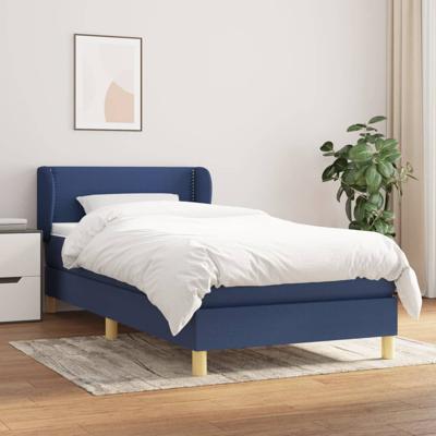 Boxspring met matras stof blauw 100x200 cm - thumbnail