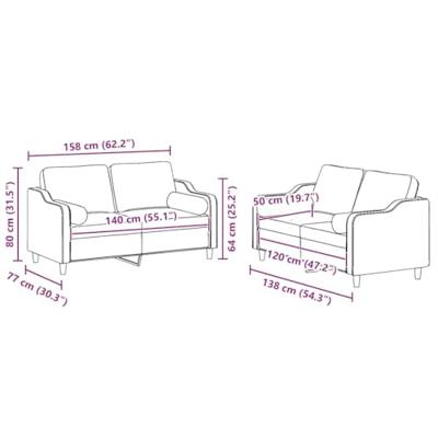 2-delige Loungeset met kussens stof wijnrood