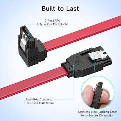 Cable Matters SATA III SATA-kabel van 6,0 Gbps met haakse hoek van 90 graden in pakket van 3 stuks (SATA 3-kabel) rood - 45 cm