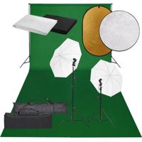 Fotostudioset met verlichtingsset, achtergrond en reflector - thumbnail