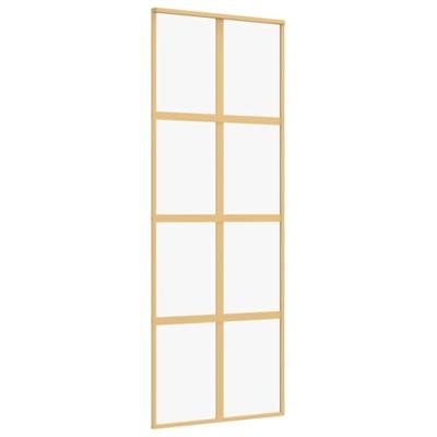 VidaXL Schuifdeur 76x205 cm helder esg-glas en aluminium goudkleurig