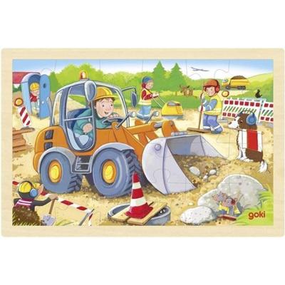 Goki houten legpuzzel bouwplaats, 24st.