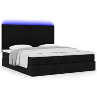Ottoman bed met matrassen en LED's 160x200cm stof zwart - thumbnail