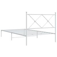 Bedframe met hoofdbord metaal wit 100x200 cm - thumbnail