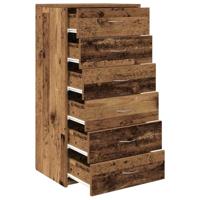 Dressoir met 6 lades 50x34x96 cm bewerkt hout oud houtkleurig - thumbnail