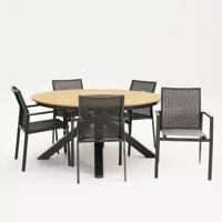 Tuinstoel Delia grijs met Arezzo tafel 150 cm rond - thumbnail