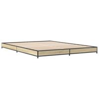 Bedframe bewerkt hout metaal sonoma eikenkleurig 120x200 cm - thumbnail